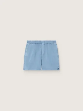 Pantalones cortos unisex de sarga de algodón azul claro