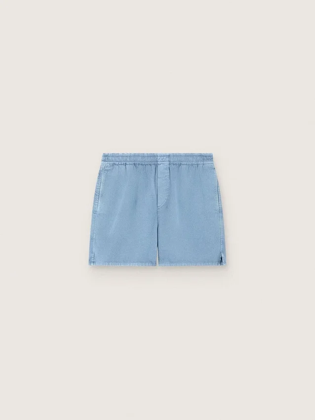 Pantalones cortos unisex de sarga de algodón azul claro