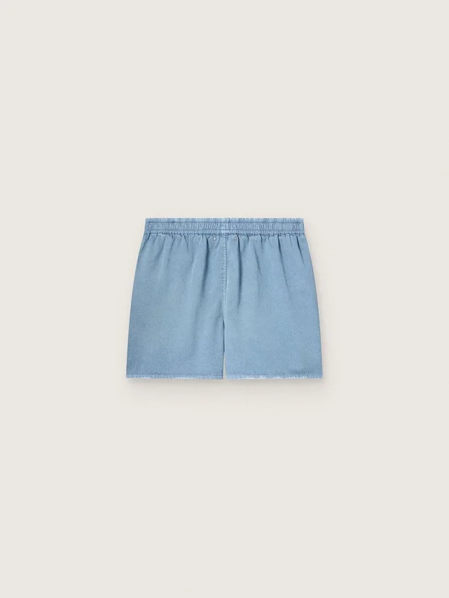 Pantalones cortos unisex de sarga de algodón azul claro