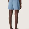 Pantalones cortos unisex de sarga de algodón azul claro