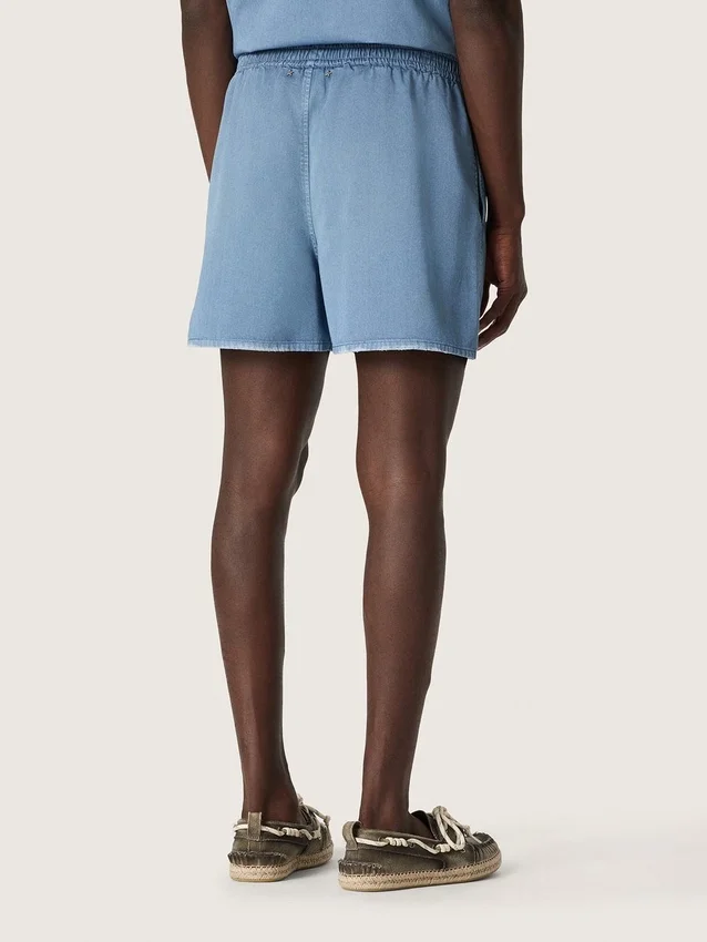 Pantalones cortos unisex de sarga de algodón azul claro