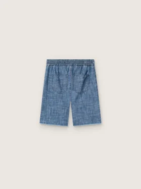 Pantalones cortos unisex Journey de cambray de algodón azul claro con logotipo bordado