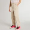 Pantalones de algodón beige para niñas con bordados