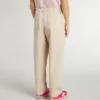 Pantalones de algodón beige para niñas con bordados