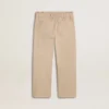Pantalones de algodón beige para niñas con bordados