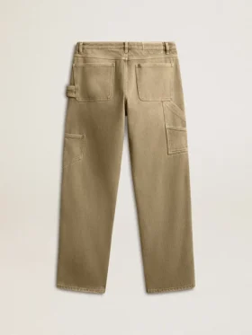 Pantalones de algodón con efecto desgastado para mujer