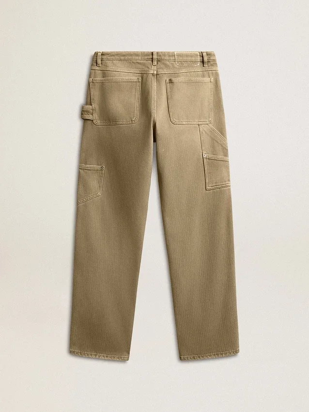Pantalones de algodón con efecto desgastado para mujer