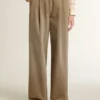 Pantalones de algodón de color caqui para mujer