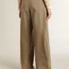 Pantalones de algodón de color caqui para mujer