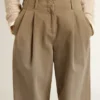 Pantalones de algodón de color caqui para mujer