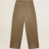 Pantalones de algodón de color caqui para mujer