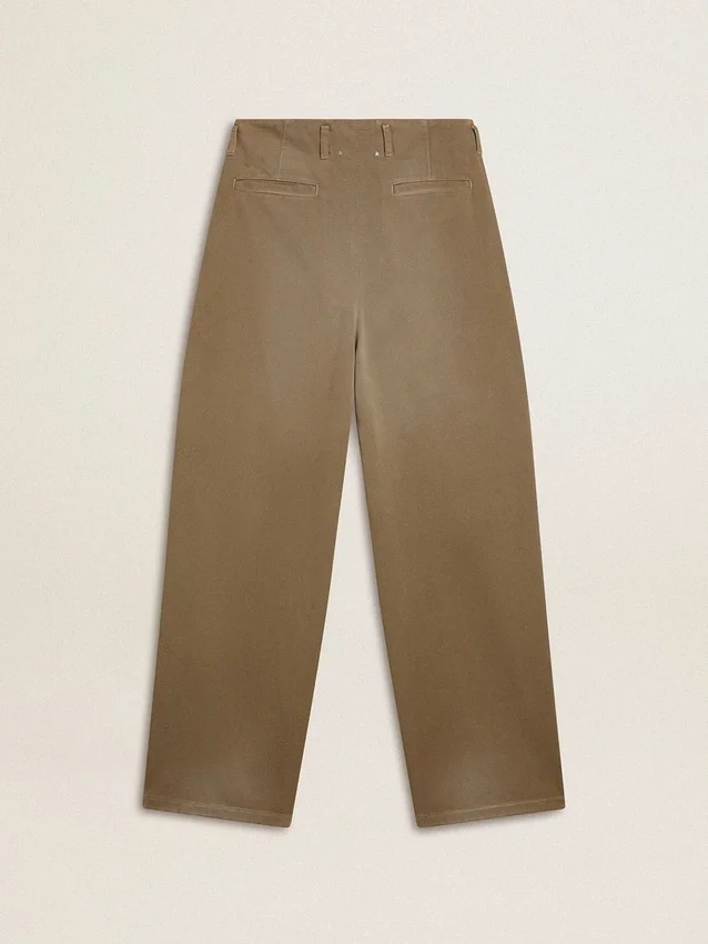 Pantalones de algodón de color caqui para mujer