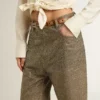 Pantalones de algodón de color caqui para mujer con efecto degradado de Swarovski