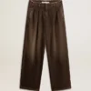 Pantalones de algodón de lavado medio para mujer