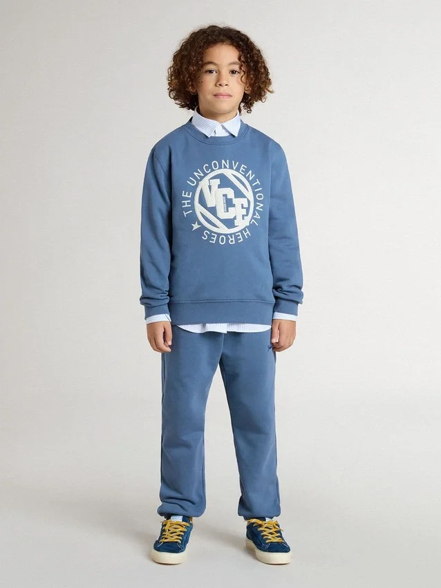 Pantalones de chándal azules para niño con bordado