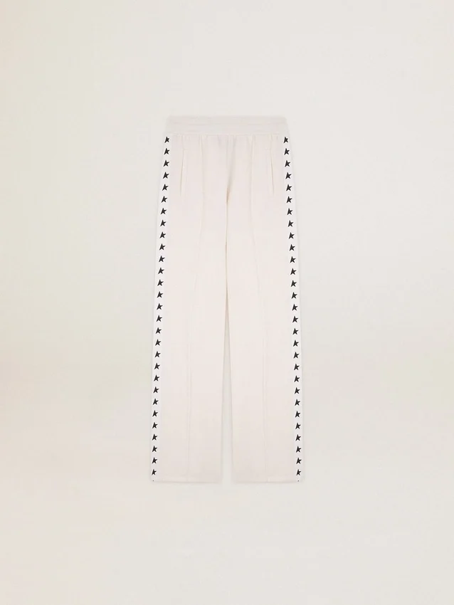 Pantalones de chándal blancos de mujer con estrellas en los laterales