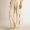 Pantalones de chándal blancos de mujer con estrellas en los laterales