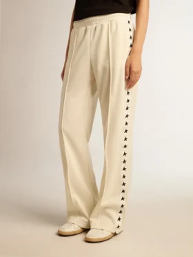 Pantalones de chándal blancos de mujer con estrellas en los laterales