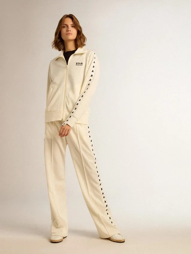 Pantalones de chándal blancos de mujer con estrellas en los laterales