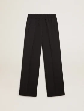 Pantalones de chándal de mujer en gabardina de lana azul oscuro