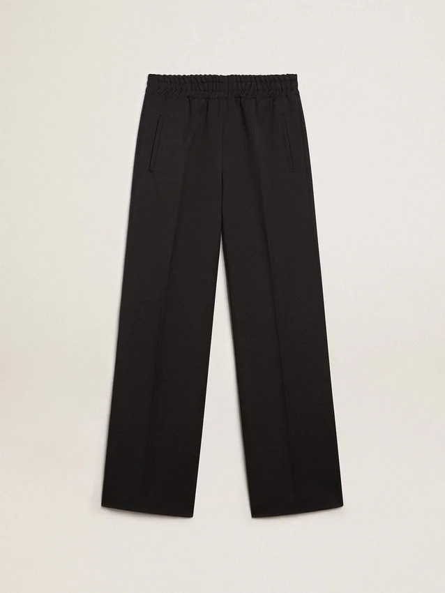 Pantalones de chándal de mujer en gabardina de lana azul oscuro