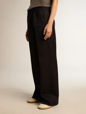 Pantalones de chándal de mujer en gabardina de lana azul oscuro