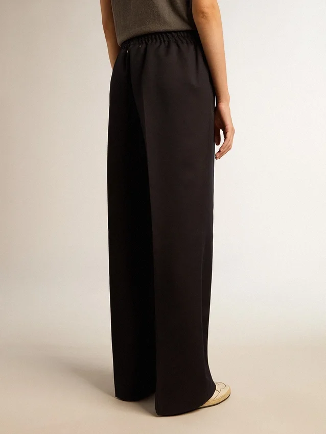 Pantalones de chándal de mujer en gabardina de lana azul oscuro
