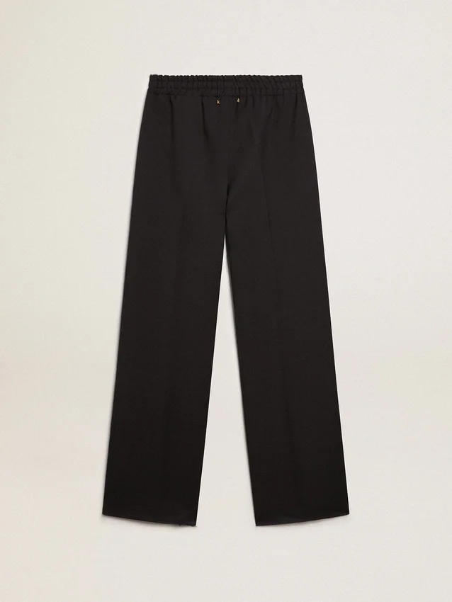 Pantalones de chándal de mujer en gabardina de lana azul oscuro