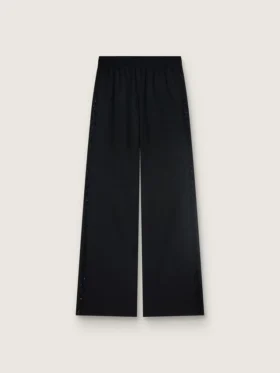 Pantalones de chándal de mujer en sarga de lana negra con bordado de lentejuelas