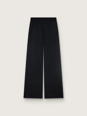Pantalones de chándal de mujer en sarga de lana negra con bordado de lentejuelas