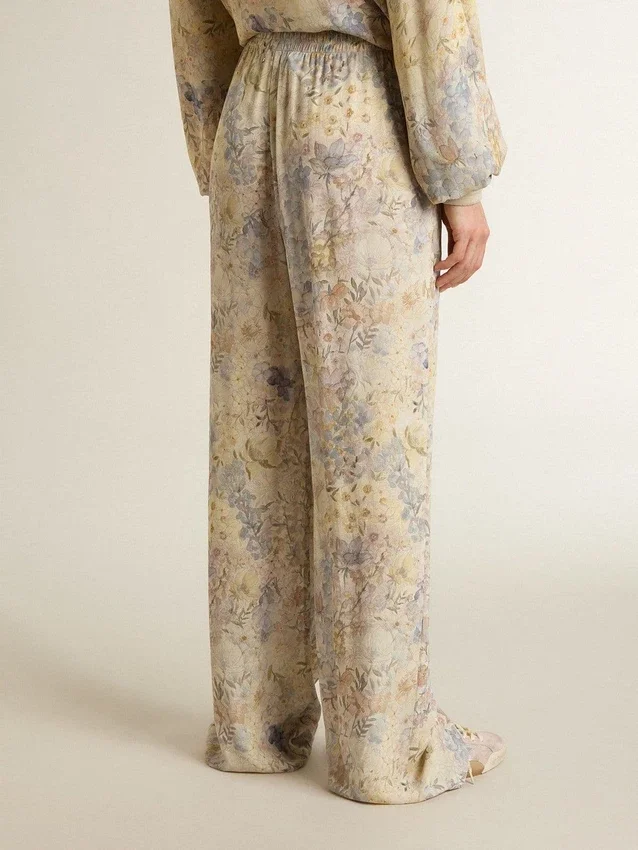 Pantalones de chándal multicolores para mujer con estampado floral