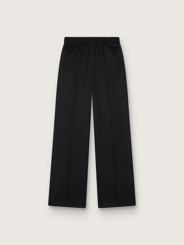 Pantalones de chándal negros de lana ligera para mujer