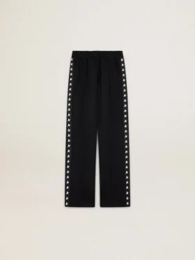 Pantalones de chándal negros de mujer con estrellas blancas en los laterales