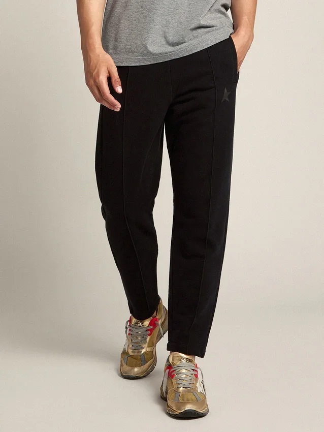 Pantalones de chándal negros para hombre con estrella en la parte delantera