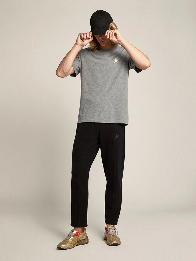 Pantalones de chándal negros para hombre con estrella en la parte delantera