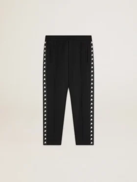 Pantalones de chándal negros para hombre con estrellas blancas en los laterales