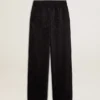 Pantalones de chándal negros para mujer con estampado toile de jouy tono sobre tono