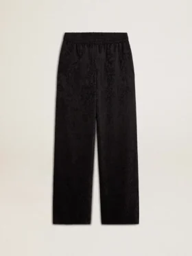 Pantalones de chándal negros para mujer con estampado toile de jouy tono sobre tono