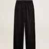 Pantalones de chándal negros para mujer con estampado toile de jouy tono sobre tono