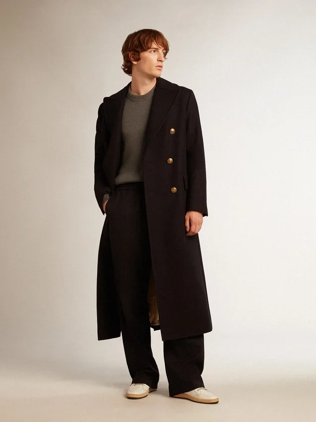 Pantalones de chándal para hombre de lana azul oscuro