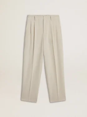 Pantalones de chándal para hombre en mezcla de lana color caqui