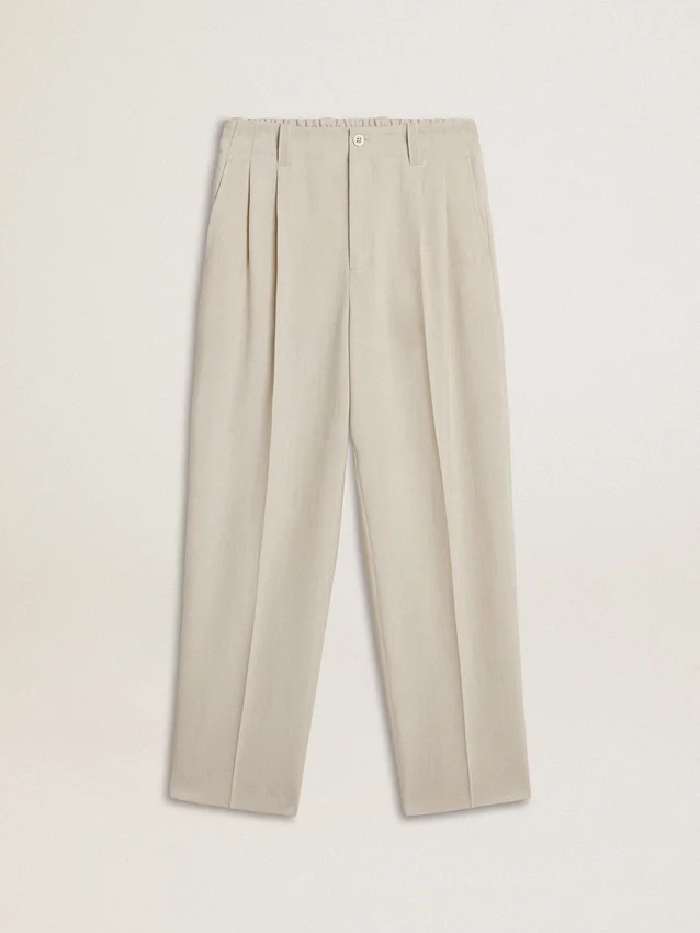 Pantalones de chándal para hombre en mezcla de lana color caqui
