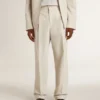 Pantalones de chándal para hombre en mezcla de lana color caqui