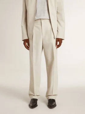 Pantalones de chándal para hombre en mezcla de lana color caqui