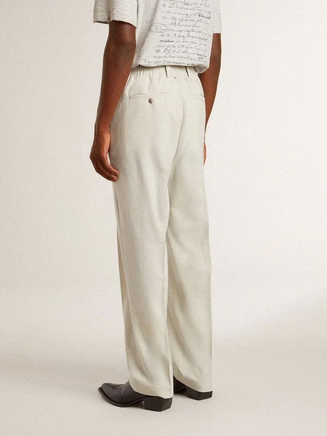 Pantalones de chándal para hombre en mezcla de lana color caqui