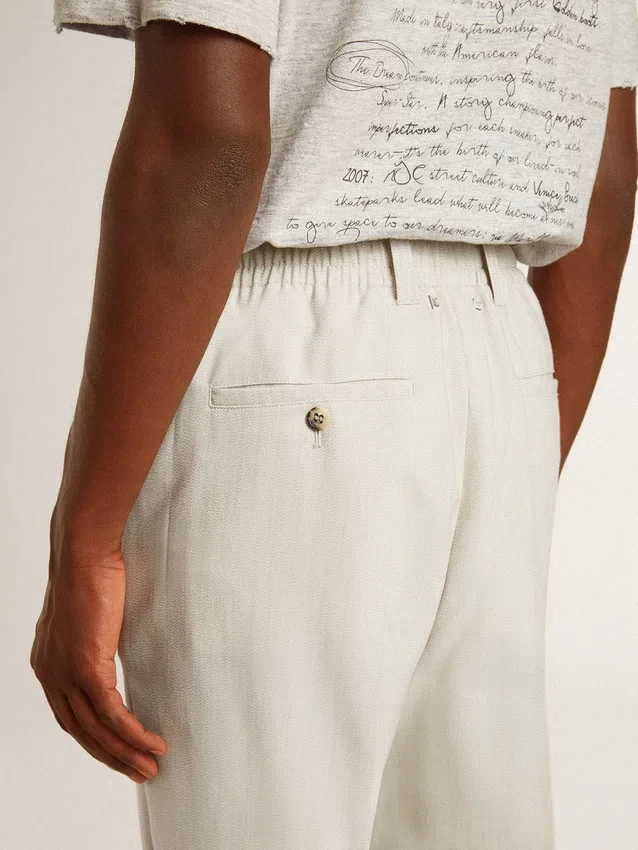 Pantalones de chándal para hombre en mezcla de lana color caqui