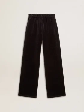 Pantalones de chándal para mujer en mezcla de algodón con efecto terciopelo