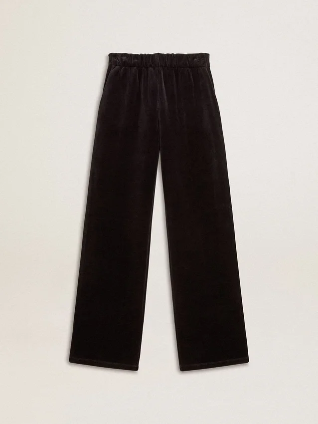 Pantalones de chándal para mujer en mezcla de algodón con efecto terciopelo