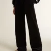 Pantalones de chándal para mujer en mezcla de algodón con efecto terciopelo