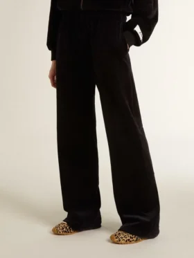 Pantalones de chándal para mujer en mezcla de algodón con efecto terciopelo